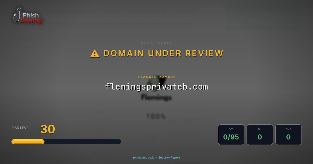 flemingsprivateb.com phishing report — threat analysis by PhishDestroy