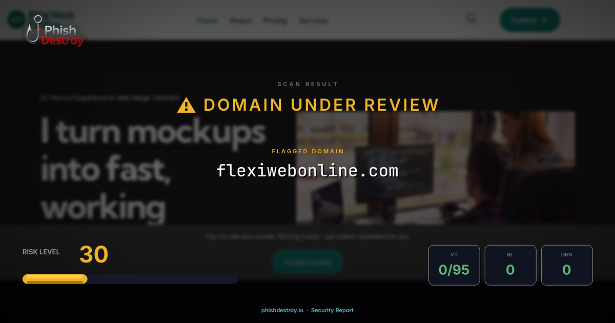 flexiwebonline.com phishing report — threat analysis by PhishDestroy