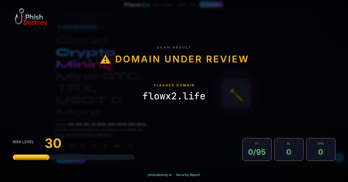 flowx2.life phishing report — threat analysis by PhishDestroy