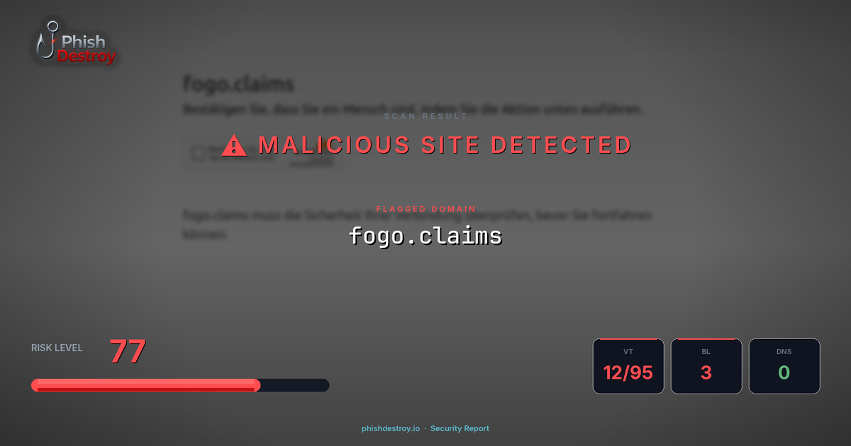 fogo.claims phishing report — threat analysis by PhishDestroy