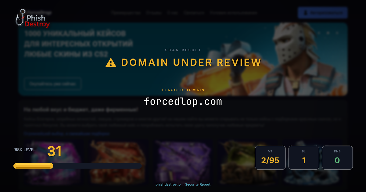 forcedlop.com phishing report — threat analysis by PhishDestroy