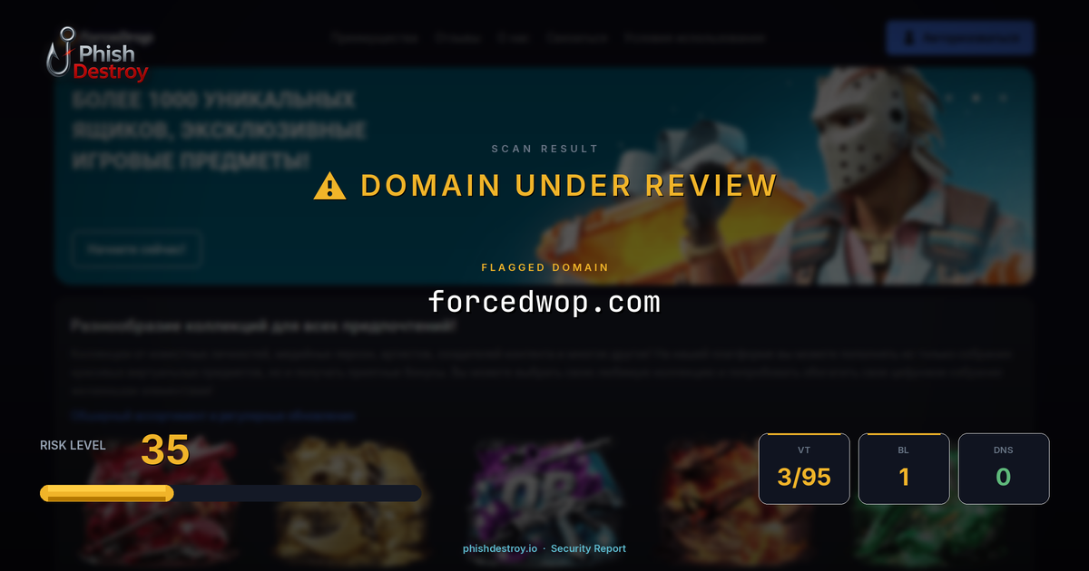 forcedwop.com phishing report — threat analysis by PhishDestroy
