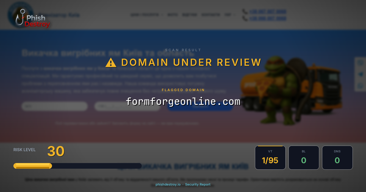 formforgeonline.com phishing report — threat analysis by PhishDestroy