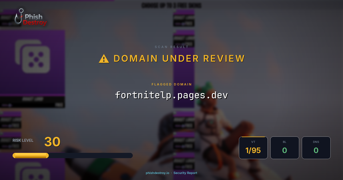 fortnitelp.pages.dev phishing report — threat analysis by PhishDestroy