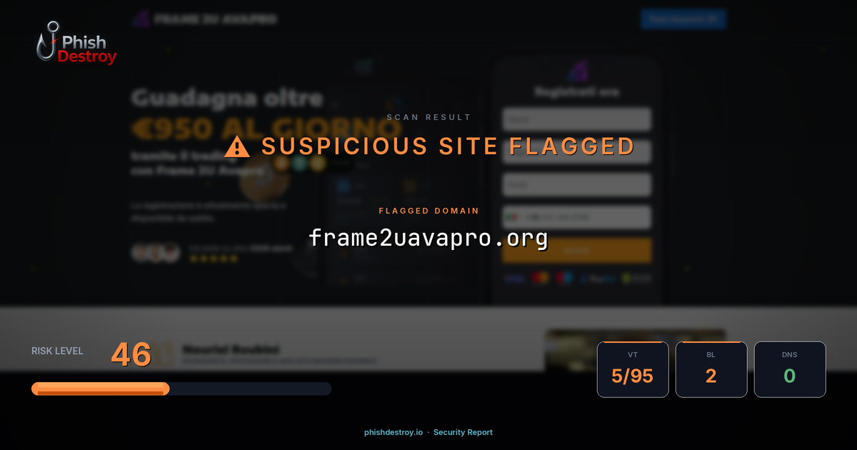 frame2uavapro.org phishing report — threat analysis by PhishDestroy