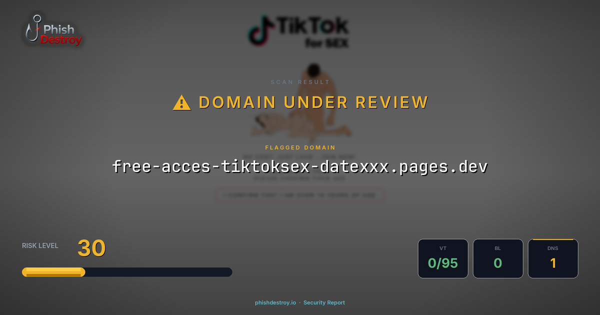 free-acces-tiktoksex-datexxx.pages.dev phishing report — threat analysis by PhishDestroy