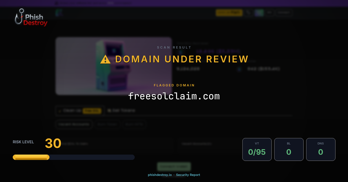 freesolclaim.com phishing report — threat analysis by PhishDestroy