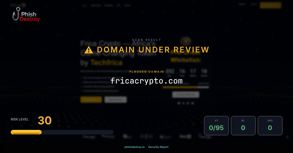 fricacrypto.com phishing report — threat analysis by PhishDestroy