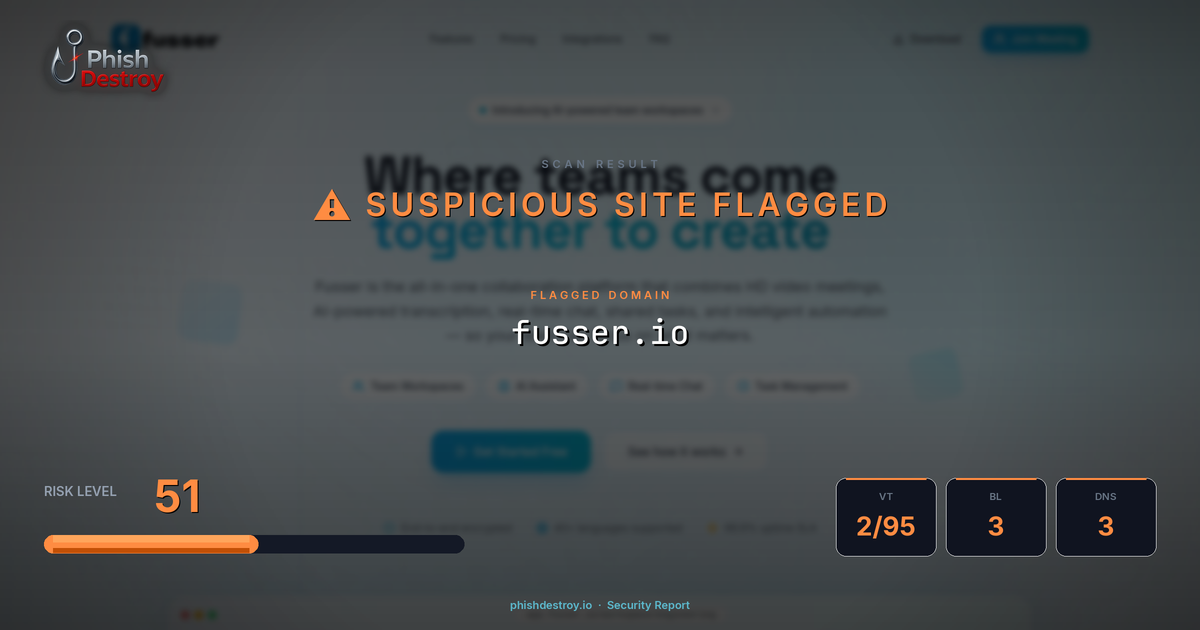 fusser.io phishing report — threat analysis by PhishDestroy