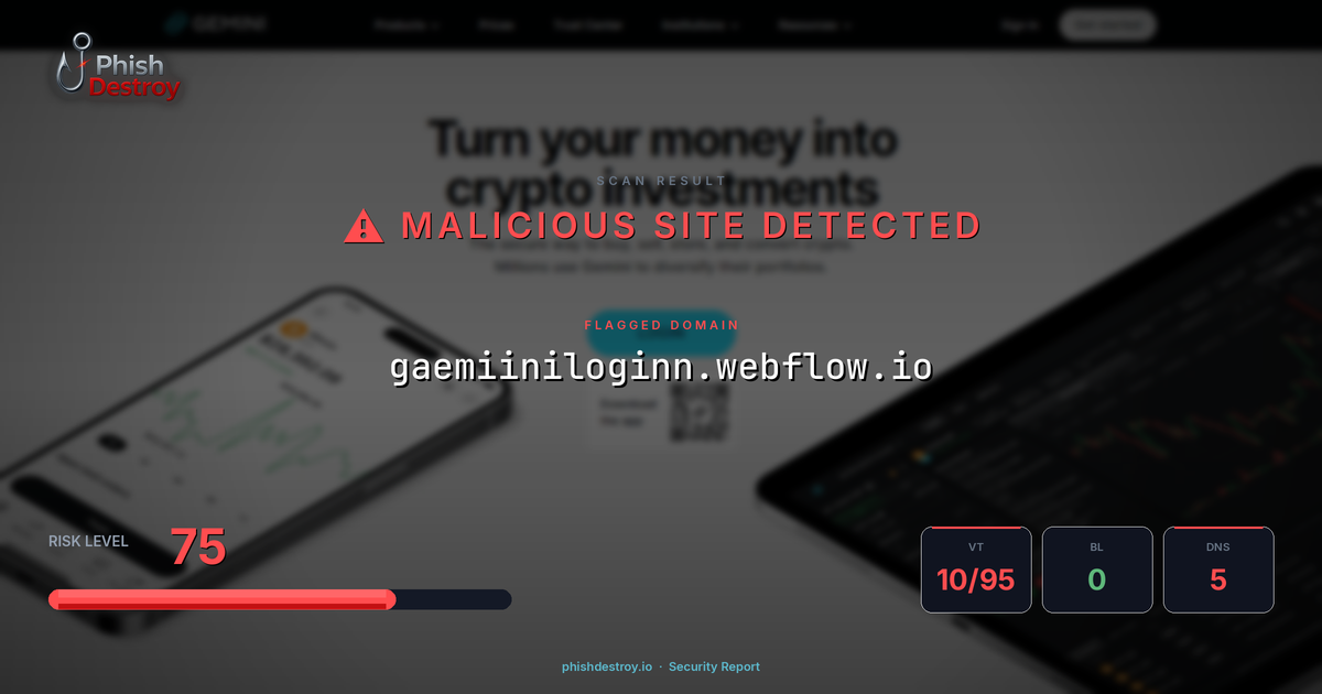 gaemiiniloginn.webflow.io phishing report — threat analysis by PhishDestroy