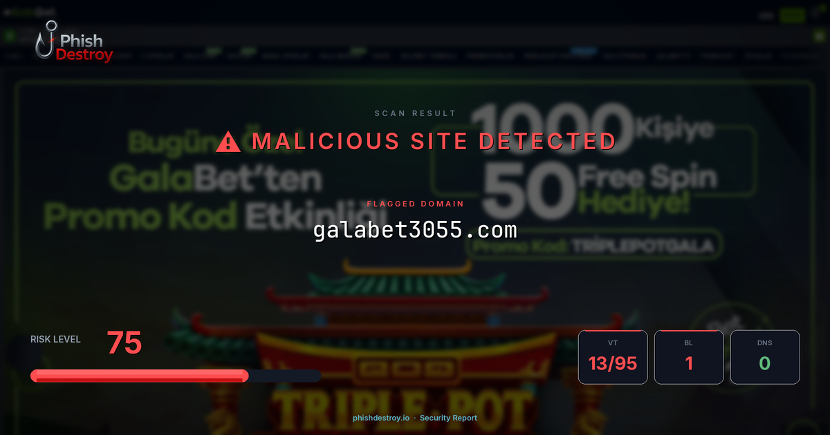 galabet3055.com phishing report — threat analysis by PhishDestroy