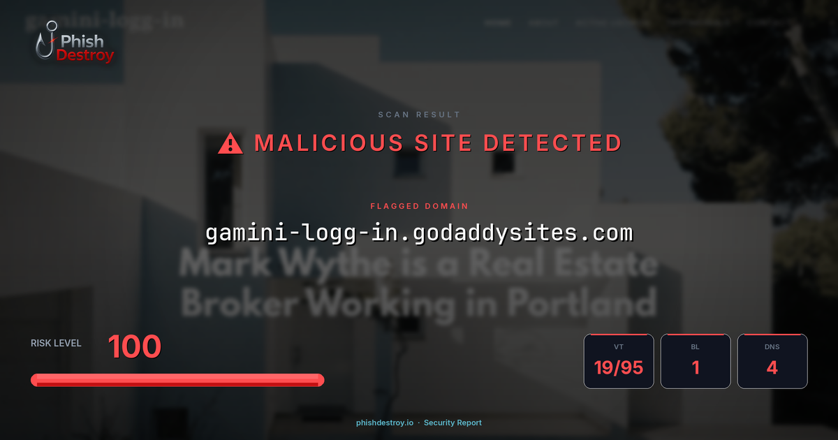 gamini-logg-in.godaddysites.com phishing report — threat analysis by PhishDestroy
