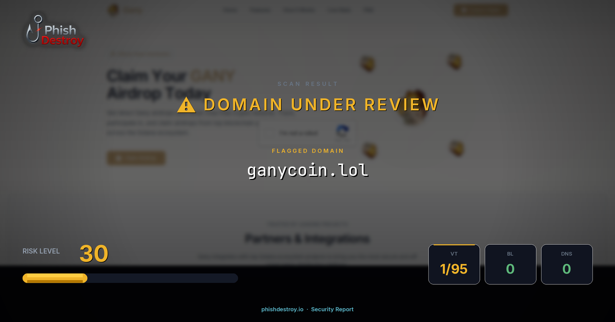 ganycoin.lol phishing report — threat analysis by PhishDestroy