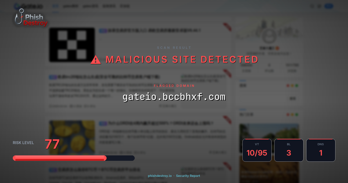 gateio.bccbhxf.com phishing report — threat analysis by PhishDestroy