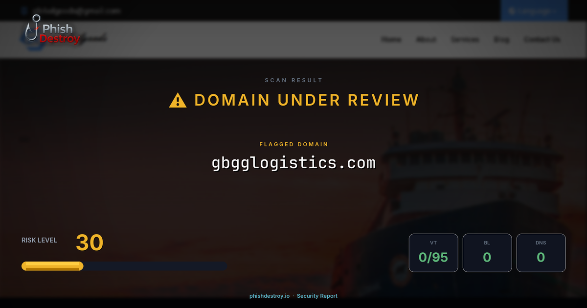 gbgglogistics.com phishing report — threat analysis by PhishDestroy