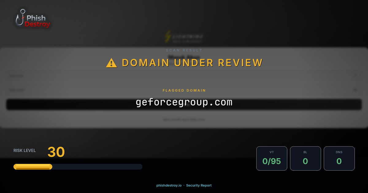 geforcegroup.com phishing report — threat analysis by PhishDestroy