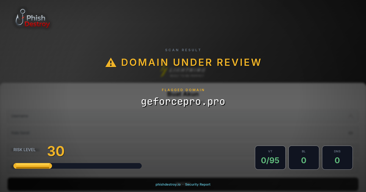 geforcepro.pro phishing report — threat analysis by PhishDestroy