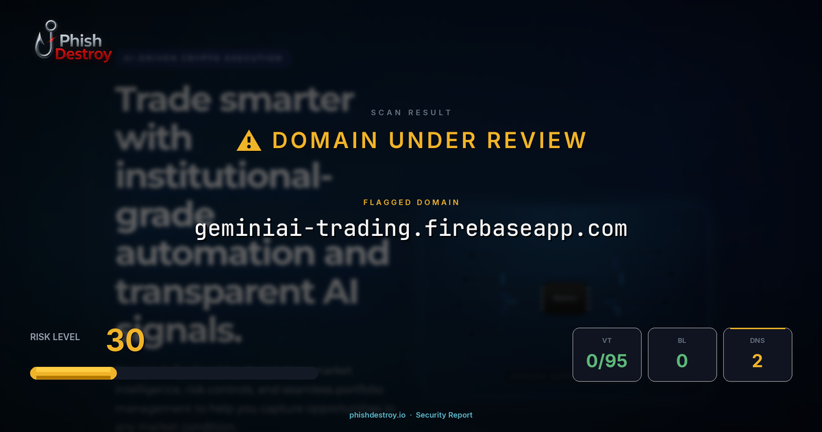 geminiai-trading.firebaseapp.com phishing report — threat analysis by PhishDestroy