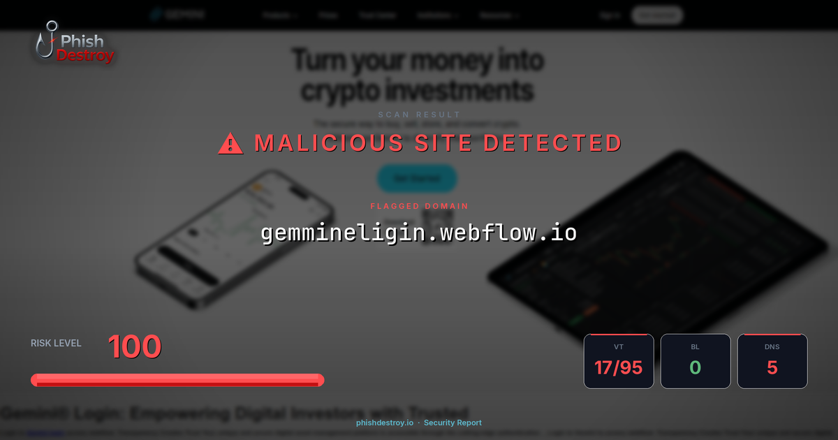 gemmineligin.webflow.io phishing report — threat analysis by PhishDestroy