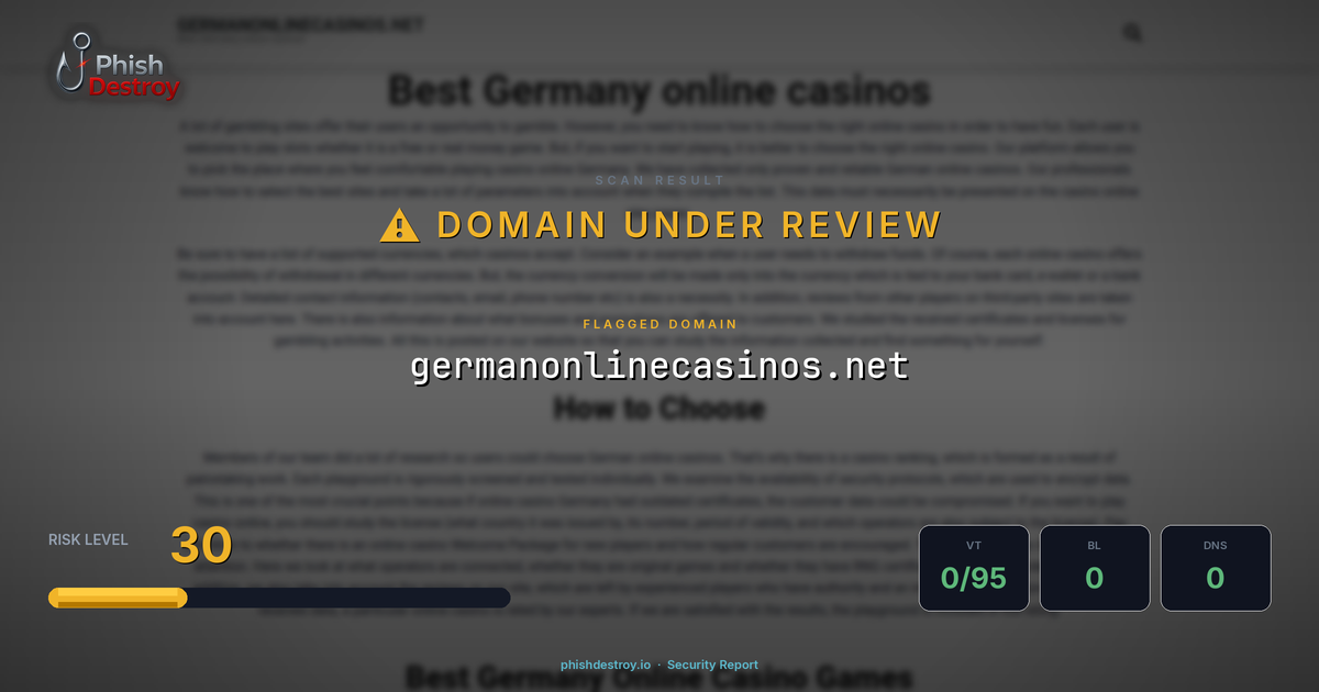 germanonlinecasinos.net phishing report — threat analysis by PhishDestroy