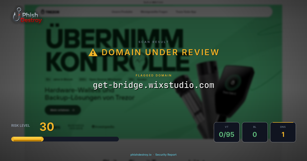 get-bridge.wixstudio.com phishing report — threat analysis by PhishDestroy