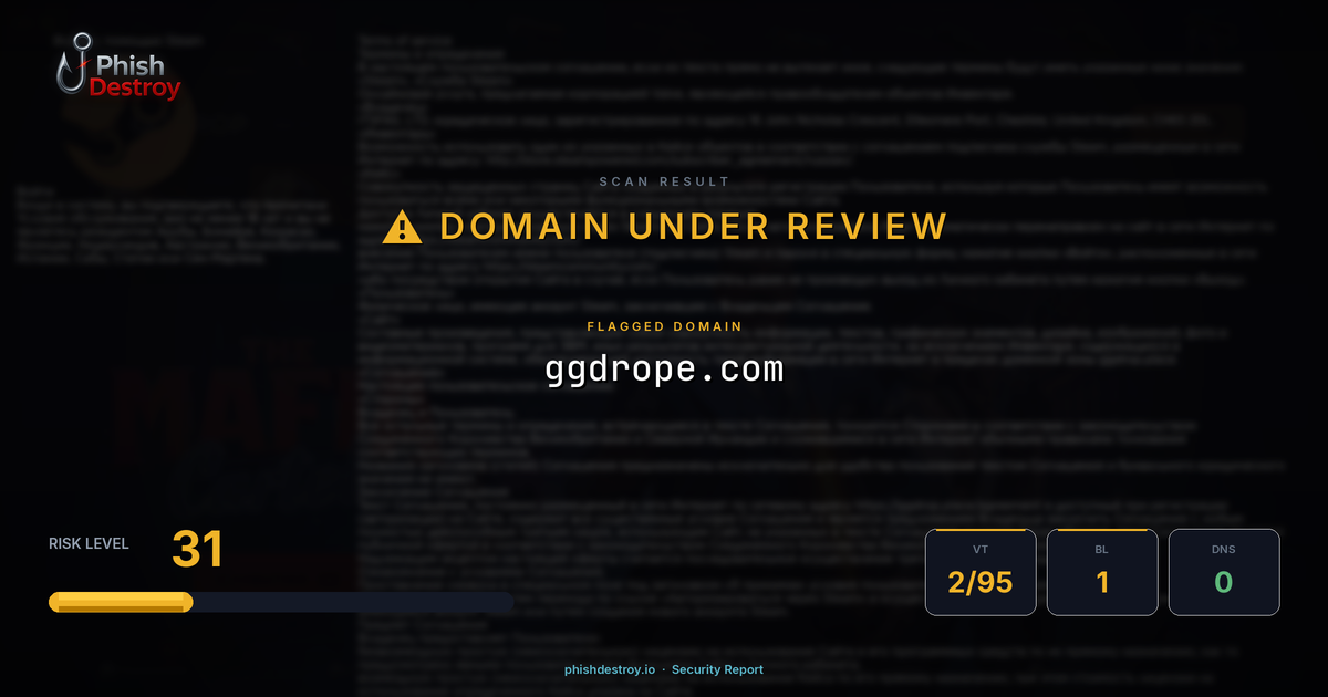 ggdrope.com phishing report — threat analysis by PhishDestroy