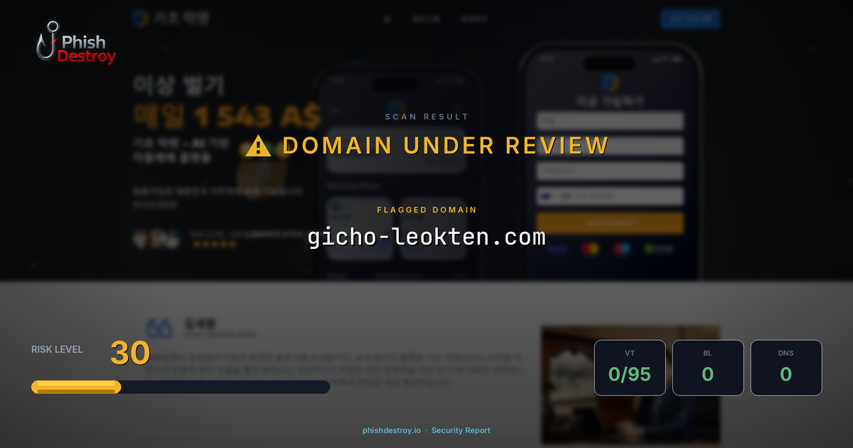 gicho-leokten.com phishing report — threat analysis by PhishDestroy