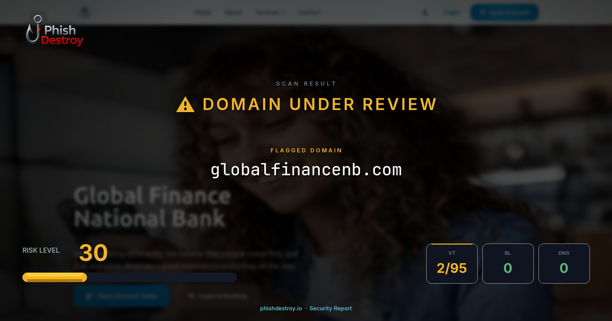 globalfinancenb.com phishing report — threat analysis by PhishDestroy