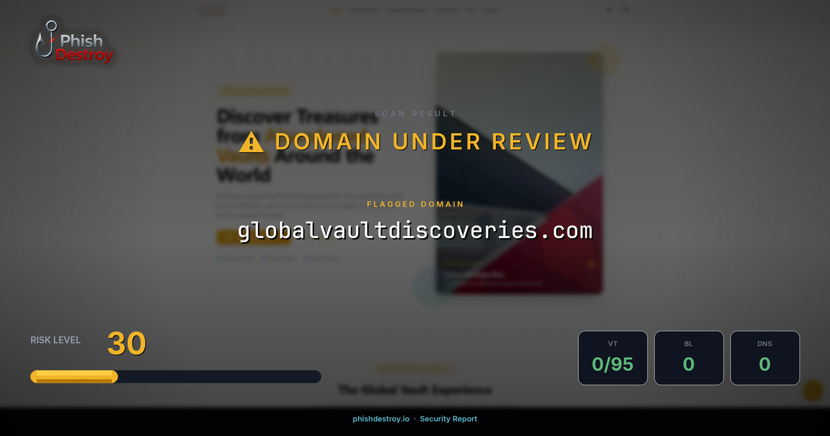 globalvaultdiscoveries.com phishing report — threat analysis by PhishDestroy