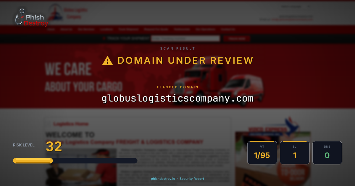 globuslogisticscompany.com phishing report — threat analysis by PhishDestroy