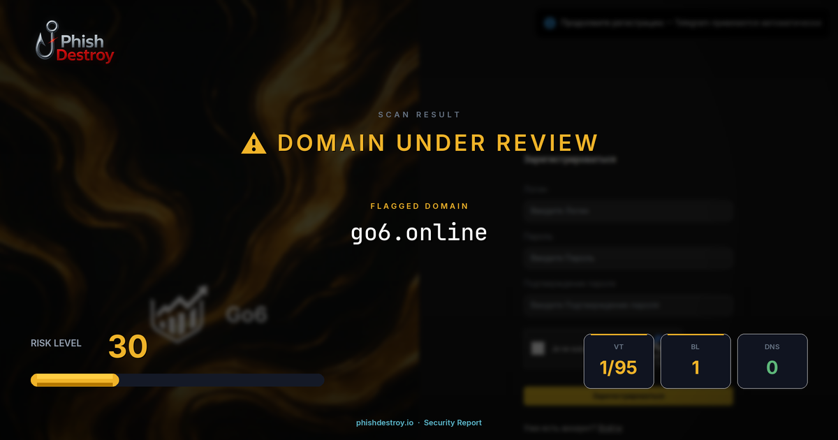 go6.online phishing report — threat analysis by PhishDestroy
