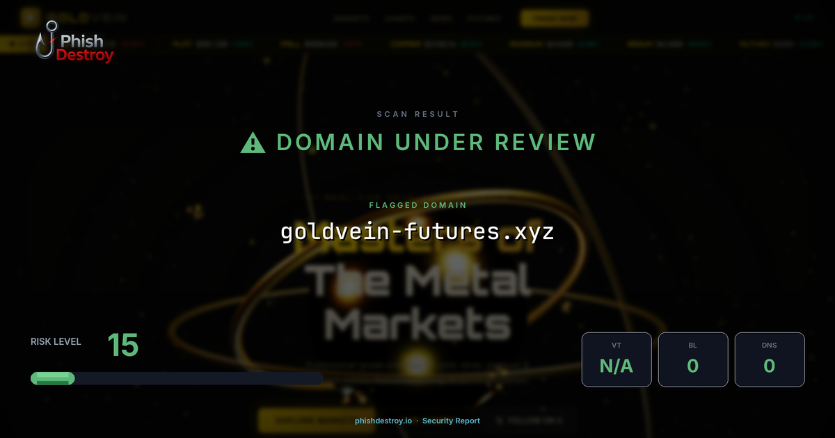 goldvein-futures.xyz phishing report — threat analysis by PhishDestroy