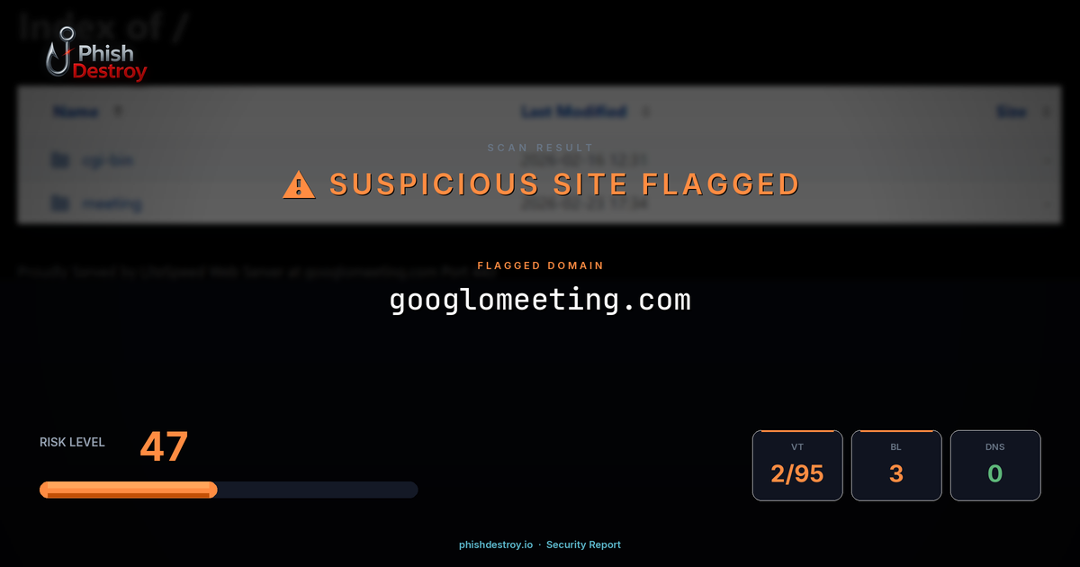 googlomeeting.com phishing report — threat analysis by PhishDestroy