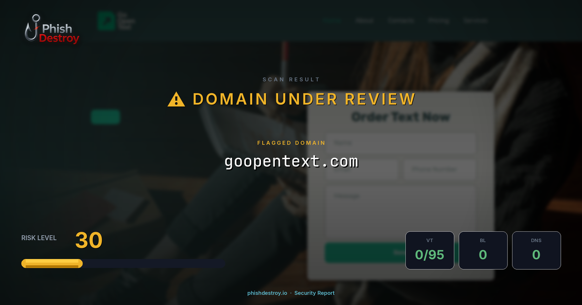 goopentext.com phishing report — threat analysis by PhishDestroy