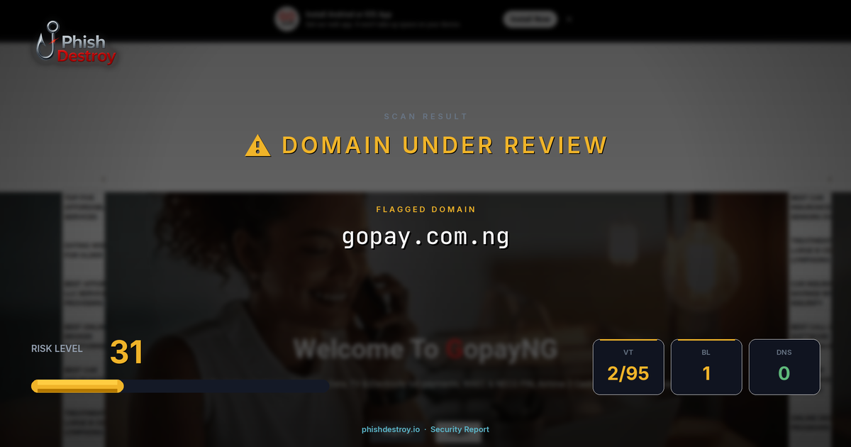 gopay.com.ng phishing report — threat analysis by PhishDestroy