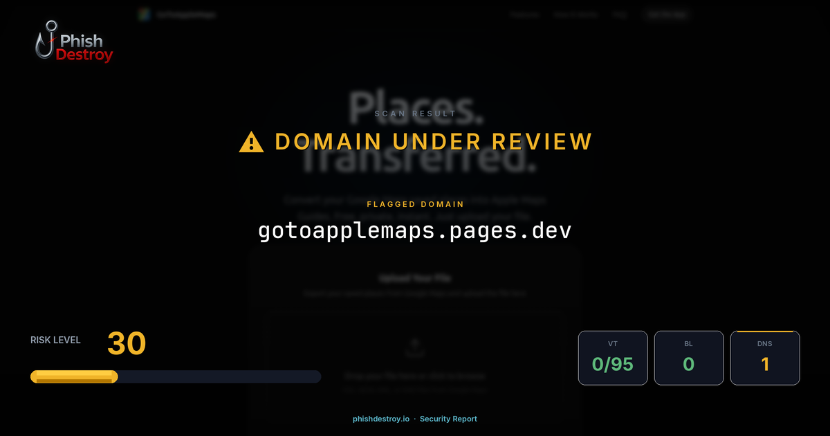 gotoapplemaps.pages.dev phishing report — threat analysis by PhishDestroy