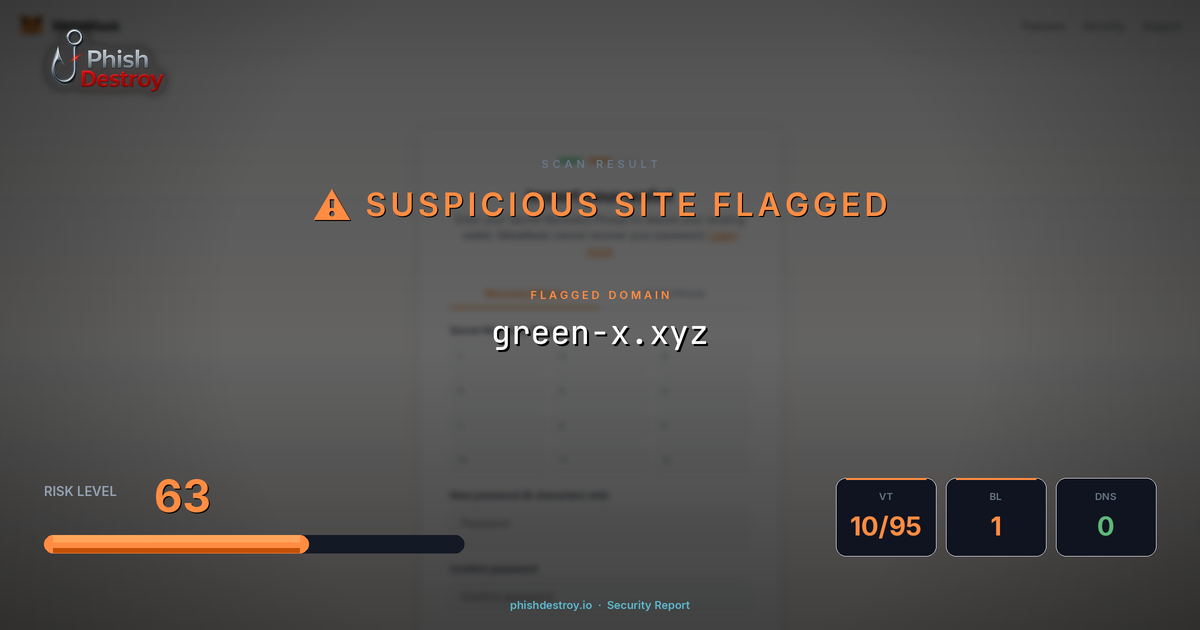 green-x.xyz phishing report — threat analysis by PhishDestroy
