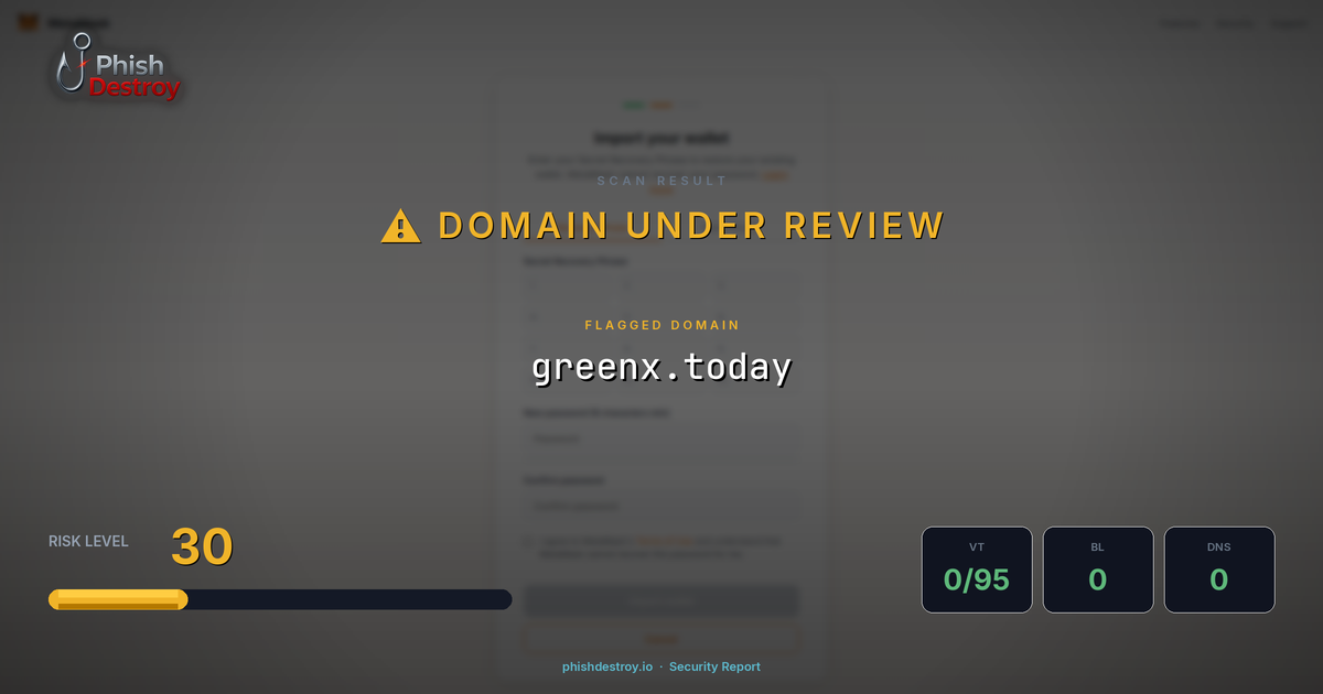 greenx.today phishing report — threat analysis by PhishDestroy