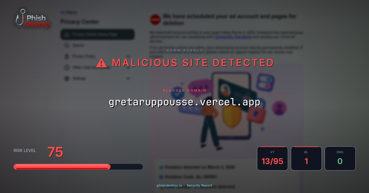 gretaruppousse.vercel.app phishing report — threat analysis by PhishDestroy