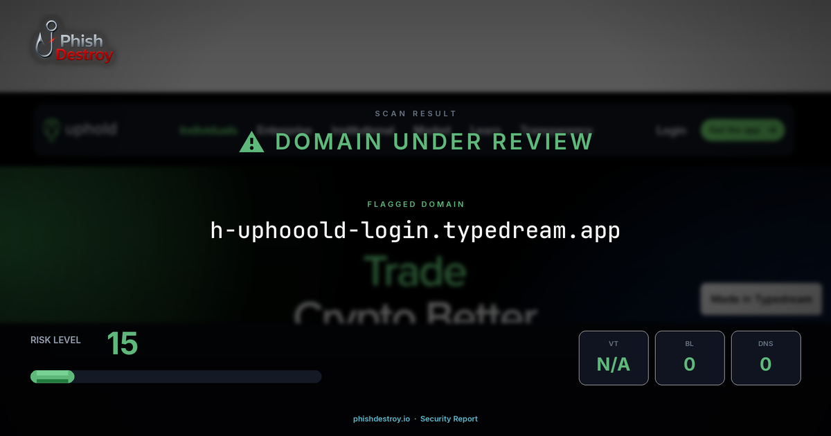 h-uphooold-login.typedream.app phishing report — threat analysis by PhishDestroy