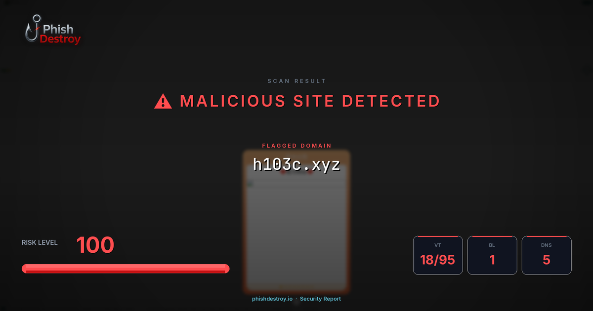 h103c.xyz phishing report — threat analysis by PhishDestroy