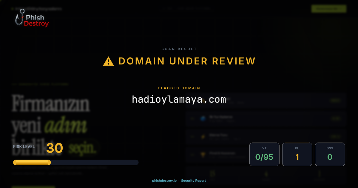 hadioylamaya.com phishing report — threat analysis by PhishDestroy