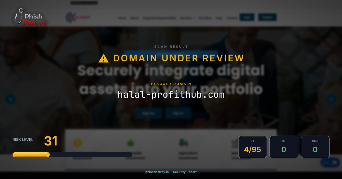 halal-profithub.com phishing report — threat analysis by PhishDestroy