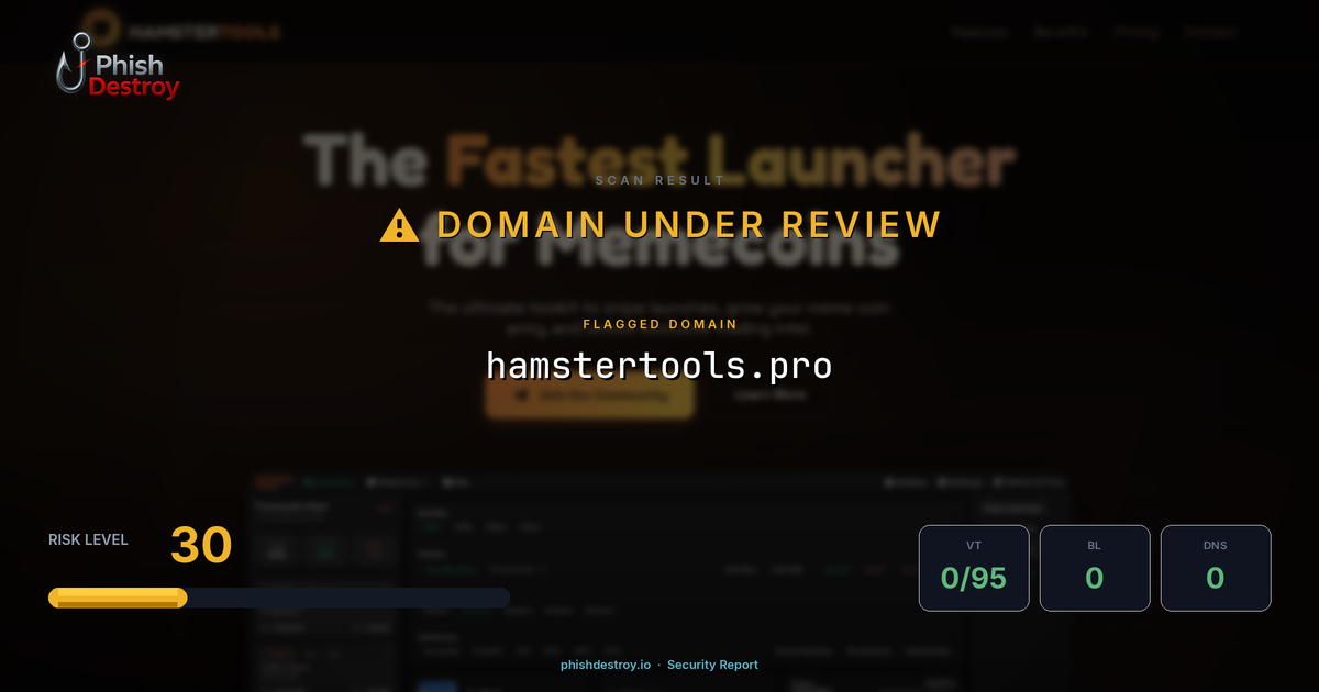 hamstertools.pro phishing report — threat analysis by PhishDestroy