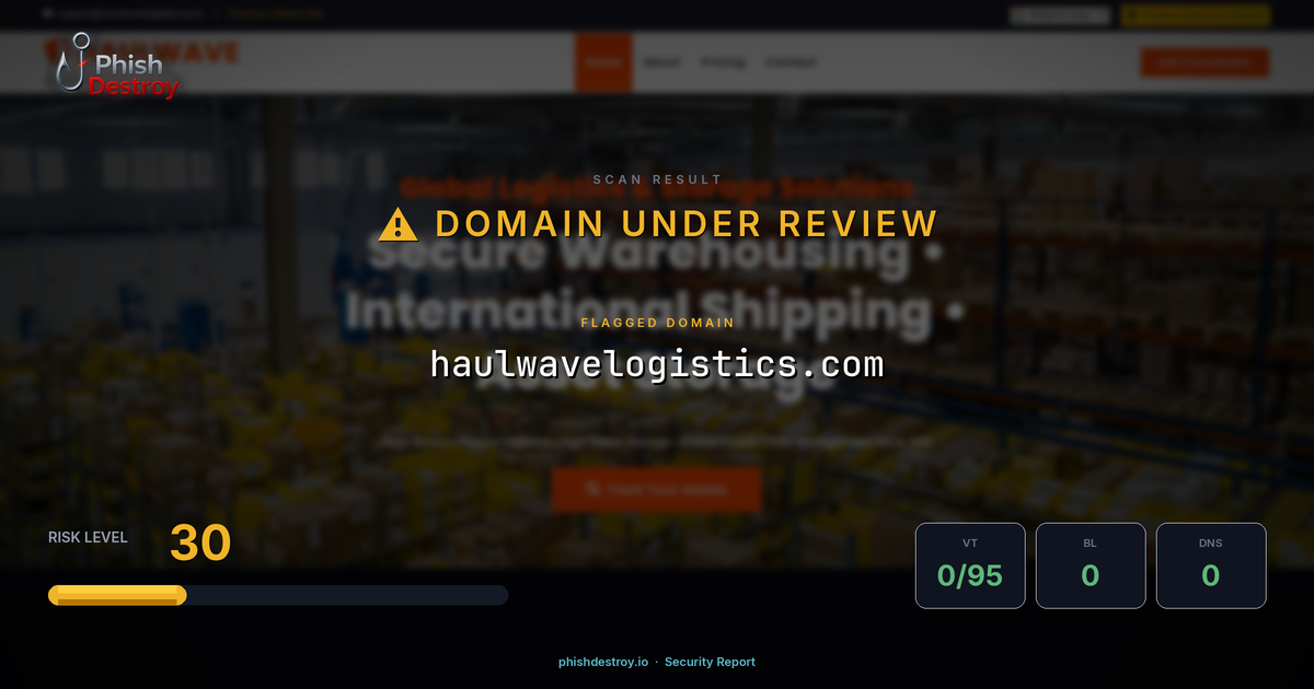 haulwavelogistics.com phishing report — threat analysis by PhishDestroy