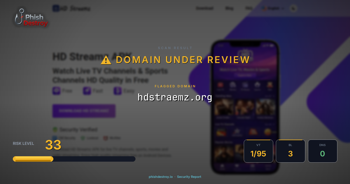 hdstraemz.org phishing report — threat analysis by PhishDestroy
