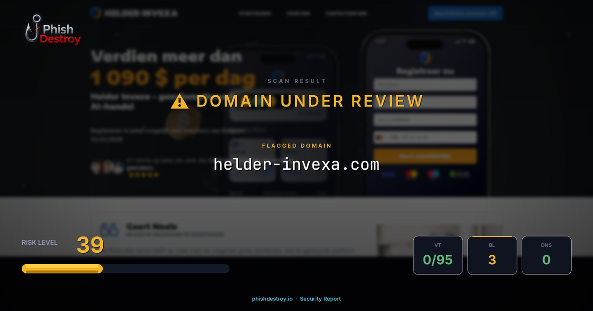helder-invexa.com phishing report — threat analysis by PhishDestroy