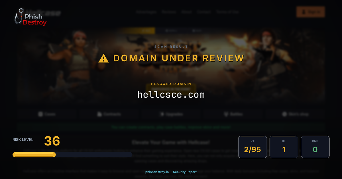 hellcsce.com phishing report — threat analysis by PhishDestroy