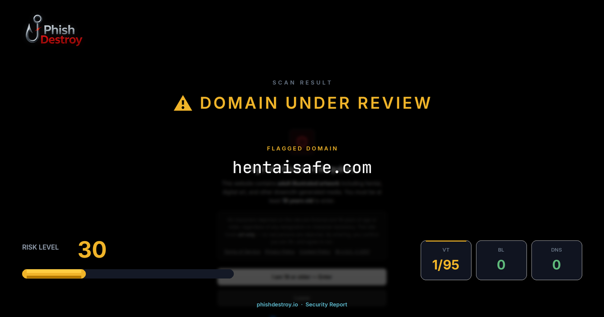 hentaisafe.com phishing report — threat analysis by PhishDestroy