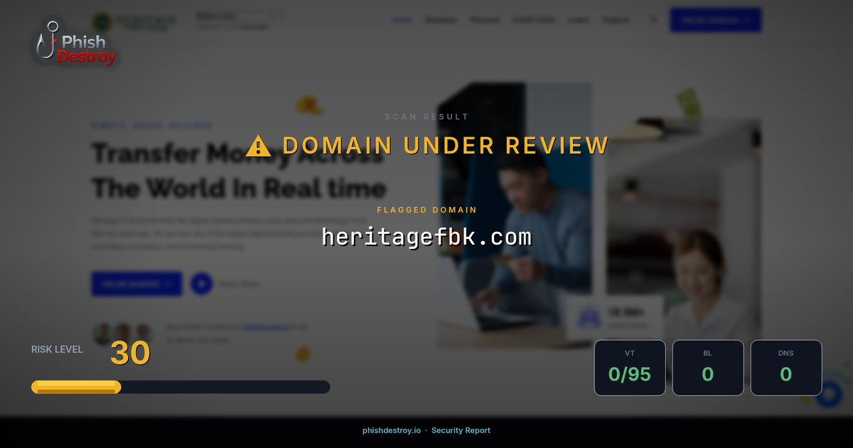 heritagefbk.com phishing report — threat analysis by PhishDestroy